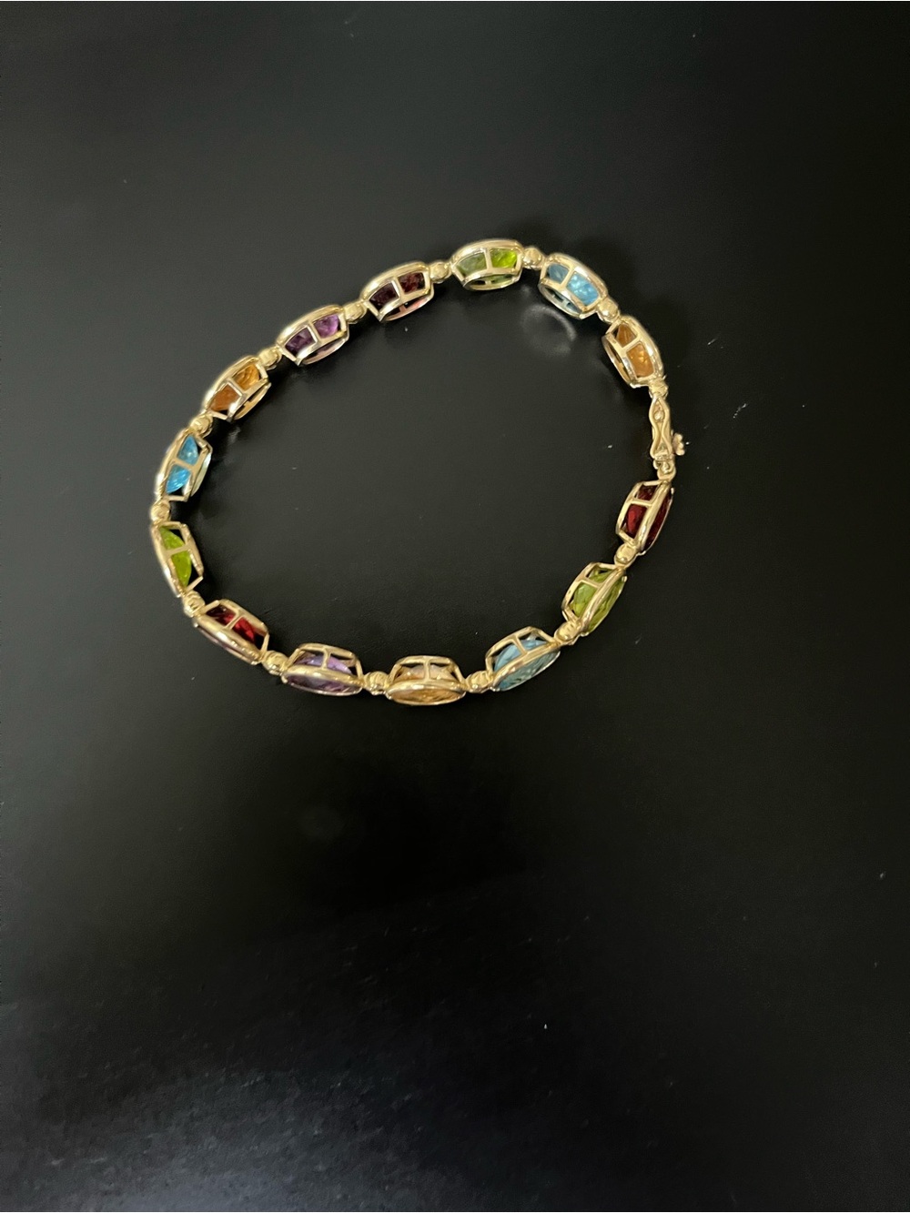 Multicolor Gemstone Tennis Bracelet in 14K Gold Setting - Picture 6 of 7